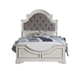 Acme - Florian EK Bed BD01647EK Gray Fabric & Antique White Finish