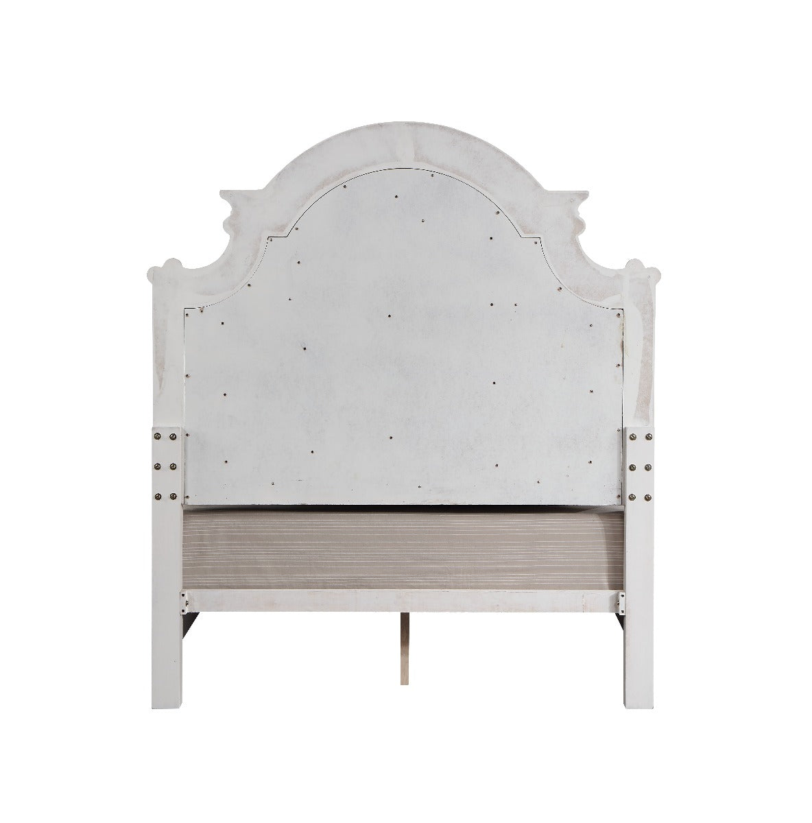 Acme - Florian EK Bed BD01647EK Gray Fabric & Antique White Finish