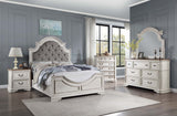 Acme - Florian Queen Bed BD01648Q Gray Fabric & Antique White Finish