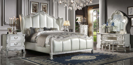 Acme - Dresden II Queen Bed BD01674Q Synthetic Leather & Bone White Finish