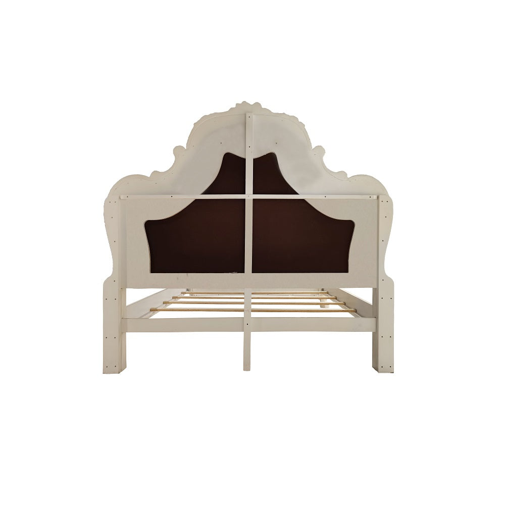 Acme - Dresden CK Bed BD01680CK Synthetic Leather & Bone White Finish