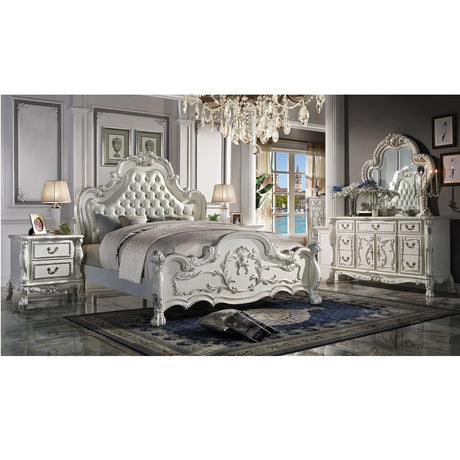 Acme - Dresden CK Bed BD01680CK Synthetic Leather & Bone White Finish