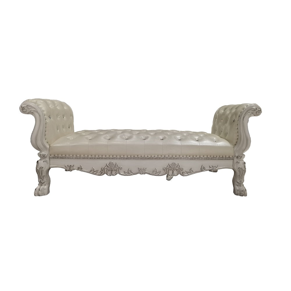 Acme - Dresden Bench BD01687 Synthetic Leather & Bone White Finish