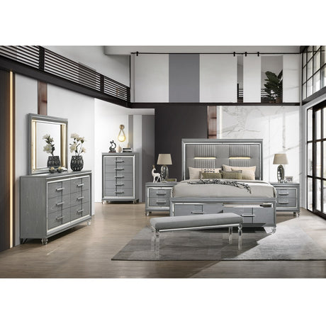 Acme - Truman CK Bed W/Led BD01721CK Powder Grey Finish