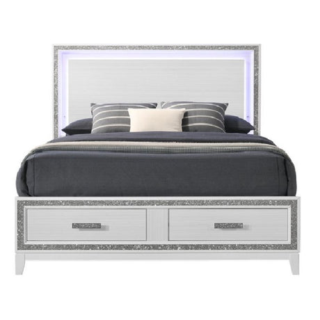 Acme - Haiden EK Bed W/Led & Storage BD01742EK White Finish