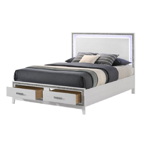 Acme - Haiden EK Bed W/Led & Storage BD01742EK White Finish