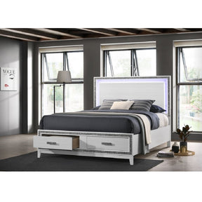 Acme - Haiden EK Bed W/Led & Storage BD01742EK White Finish