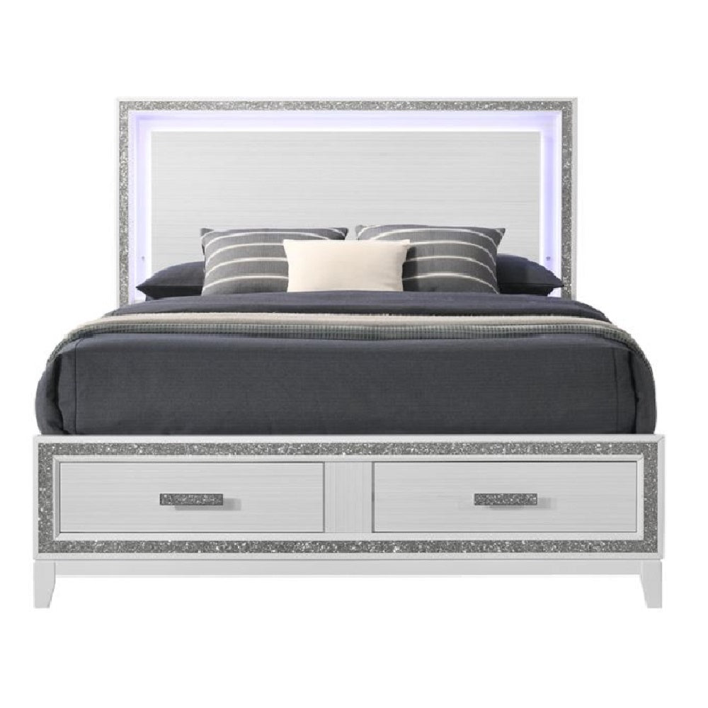 Acme - Haiden Full Bed W/Led & Storage BD01743F White Finish