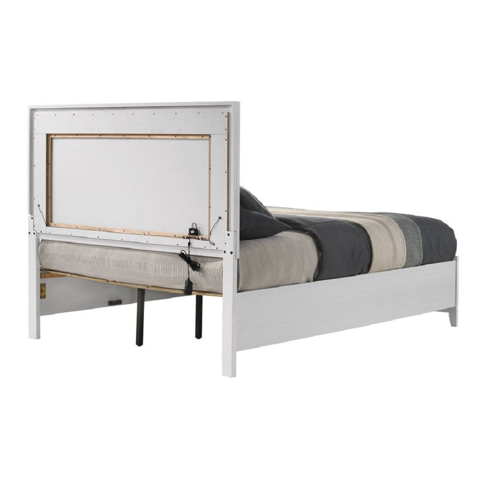 Acme - Haiden Full Bed W/Led & Storage BD01743F White Finish