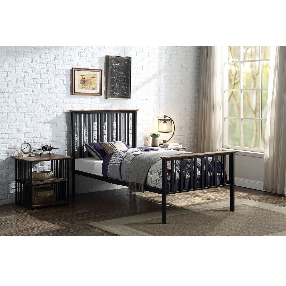 Acme - Zudora Twin Bed BD01747T Antique Oak & Black Finish