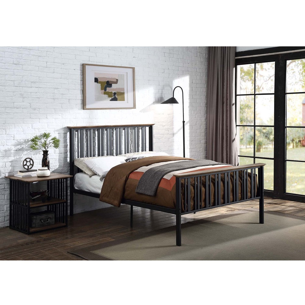 Acme - Zudora Full Bed BD01748F Antique Oak & Black Finish