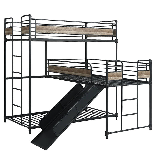 Brantley Triple Twin Bunk Bed BD01750 Antique Oak & Sandy Gray Finish | Acme - BD01750 - Home Elegance USA - 1