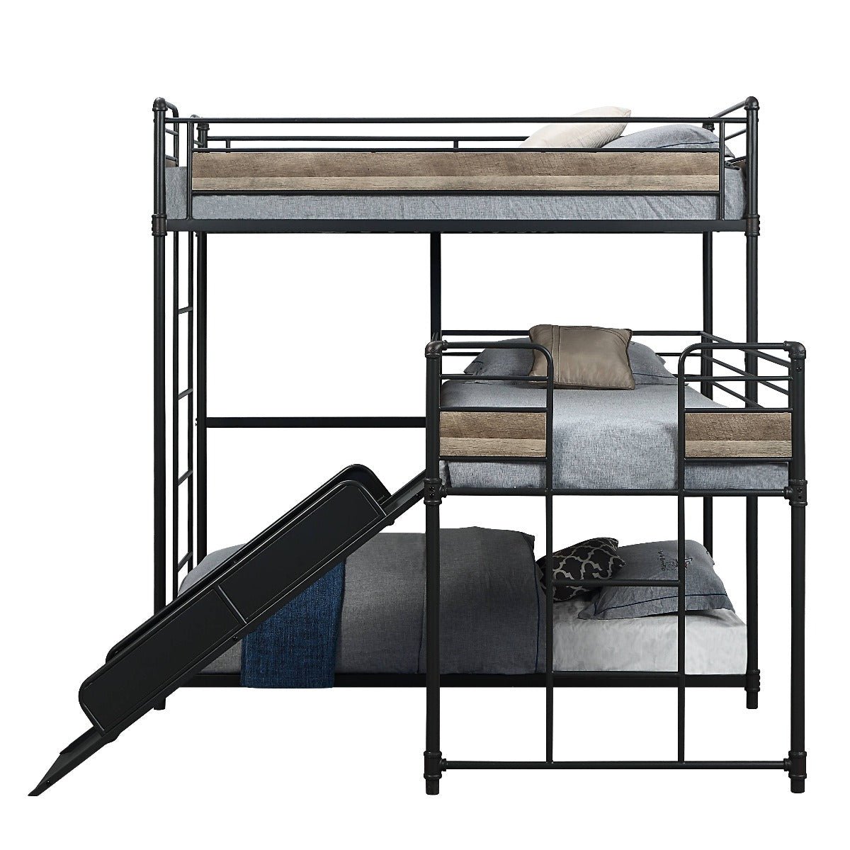 Brantley Triple Twin Bunk Bed BD01750 Antique Oak & Sandy Gray Finish | Acme - BD01750 - Home Elegance USA - 2