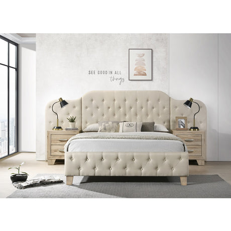 Acme - Ranallo Ek Wall Bed BD01777EK Beige Linen & Natural Finish