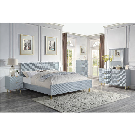 Acme - Gaines CK Bed BD01815CK Gray High Gloss Finish