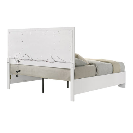 Acme - Elain EK Bed W/Led & Storage BD02017EK White Finish