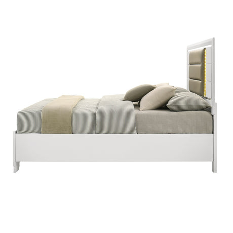 Acme - Elain Queen Bed W/Led & Storage BD02018Q White Finish