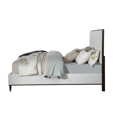 Carena EK Bed BD02026EK Light Gray Fabric & White & Brown Finish | Acme | Home Elegance USA