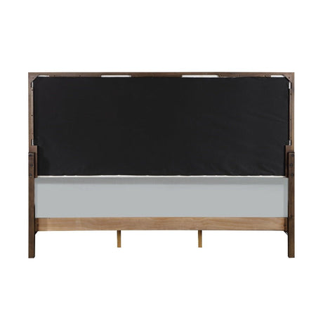 Carena EK Bed BD02026EK Light Gray Fabric & White & Brown Finish | Acme | Home Elegance USA