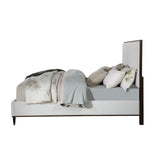 Acme - Carena Queen Bed BD02027Q Light Gray Fabric & White & Brown Finish