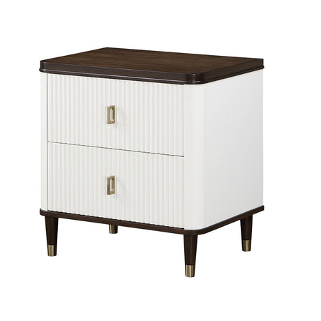 Acme - Carena Nightstand W/USB BD02028 White & Brown Finish