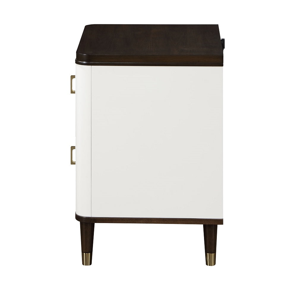 Acme - Carena Nightstand W/USB BD02028 White & Brown Finish