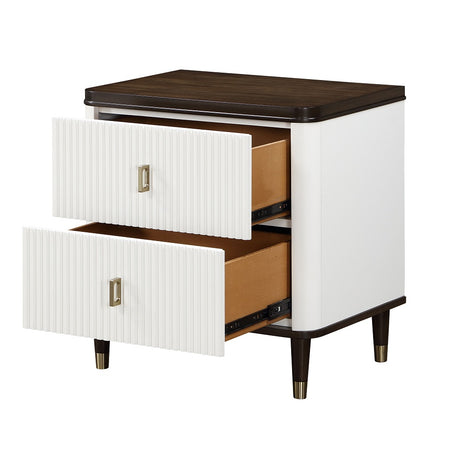 Acme - Carena Nightstand W/USB BD02028 White & Brown Finish