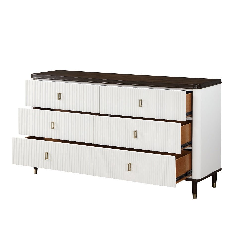 Carena Dresser W/Jewelry Tray BD02030 White & Brown Finish | Acme | Home Elegance USA