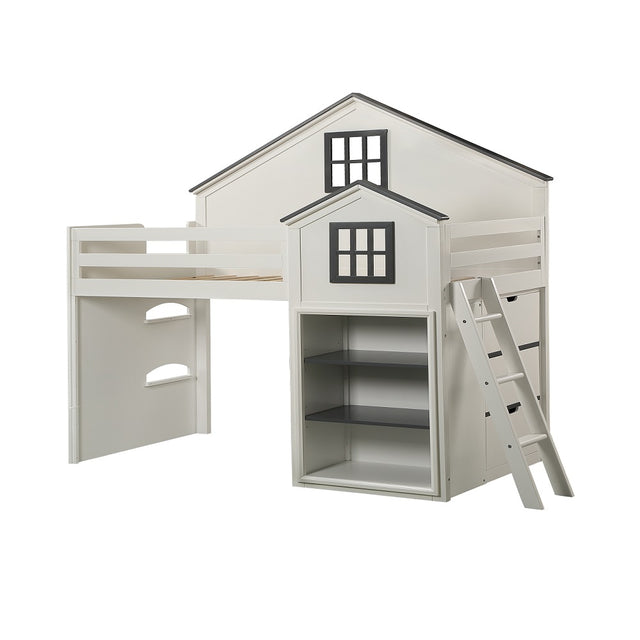 Acme - Ratana Loft Bed BD02052 Gray & White Finish