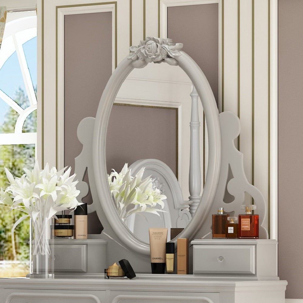 Acme - Flora Mirror W/Jewlery BD02206 Gray Finish