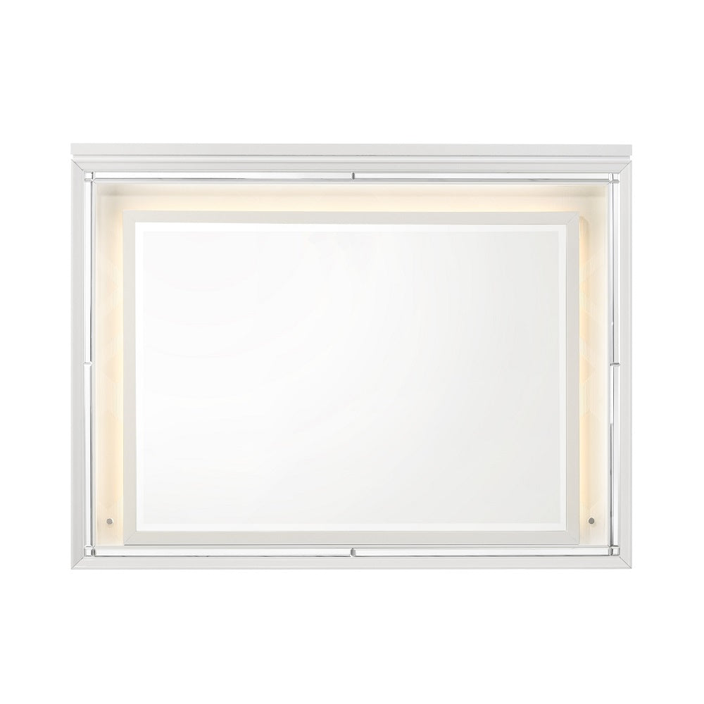 Acme - Skylar Mirror W/Led BD02250 Pearl White Finish