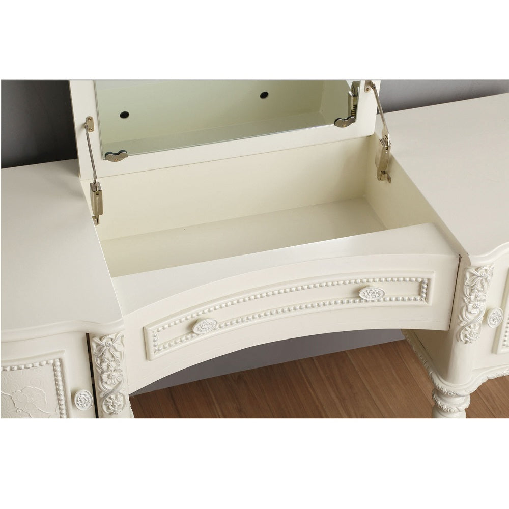 Acme - Dorothy Vanity Desk & Mirror BD02271 Ivory Finish