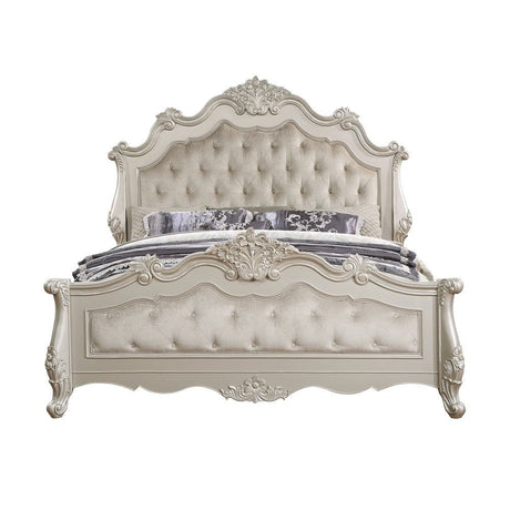 Bently Queen Bed BD02289Q Fabric & Champagne Finish | Acme | Home Elegance USA