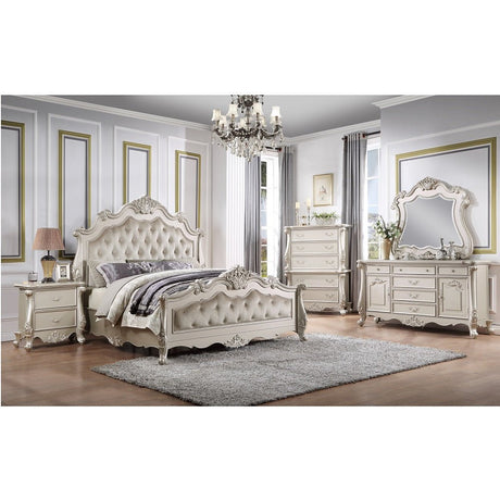 Bently Queen Bed BD02289Q Fabric & Champagne Finish | Acme | Home Elegance USA