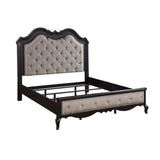 Acme - Chelmsford CK Bed BD02294CK Beige Fabric & Antique Black Finish