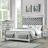 Acme - Varian CK Bed BD02301CK Gray Velvet & Mirrored