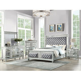 Acme - Varian CK Bed BD02301CK Gray Velvet & Mirrored