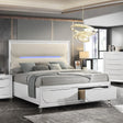 Acme - Tarian EK Bed W/Led & Storage BD02316EK White Boucle & Pearl White Finish