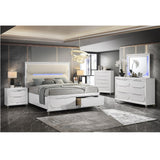 Acme - Tarian Queen Bed W/Led & Storage BD02317Q White Boucle & Pearl White Finish