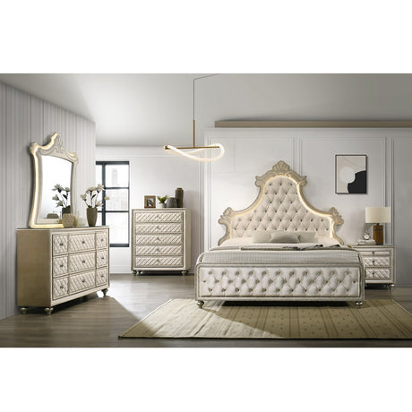 Acme - Lucienne Queen Bed W/Led BD02335Q Beige Velvet