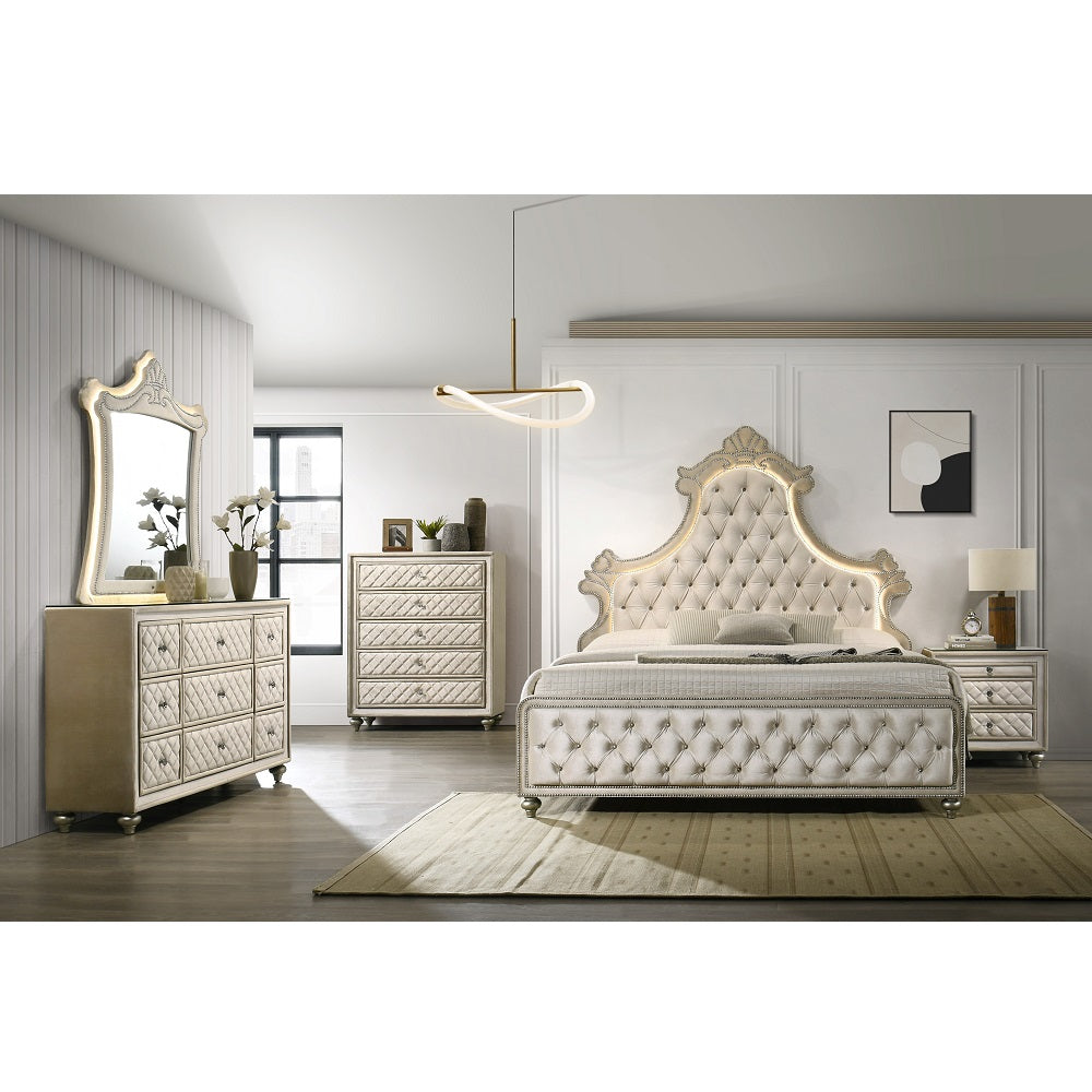 Acme - Lucienne Nightstand BD02336 Beige Velvet