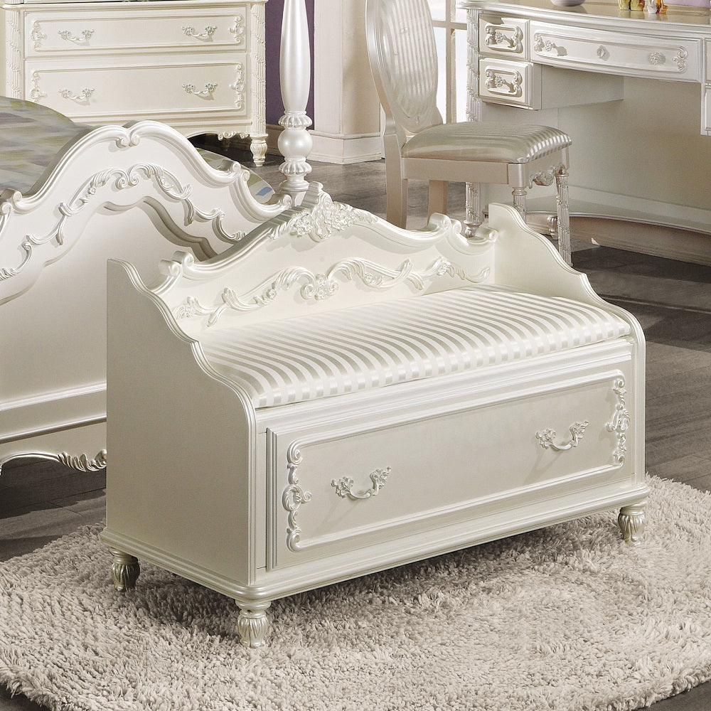 Acme - Pearl Bench W/Storage BD02440 Pearl White