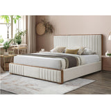 Acme - Kaleea EK Bed BD02467EK Beige Chenille & Walnut Finish