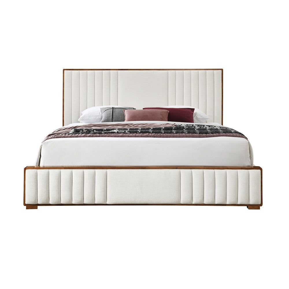 Acme - Kaleea Queen Bed BD02468Q Beige Chenille & Walnut Finish