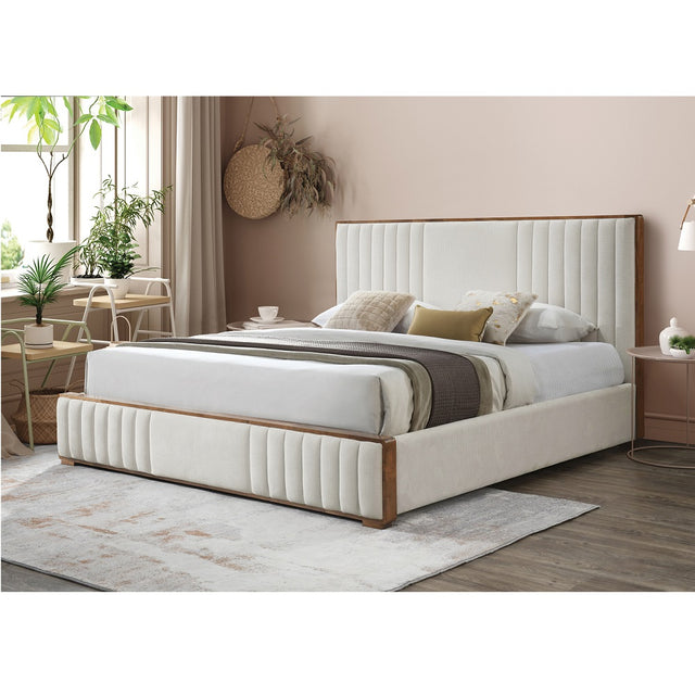 Acme - Kaleea Queen Bed BD02468Q Beige Chenille & Walnut Finish