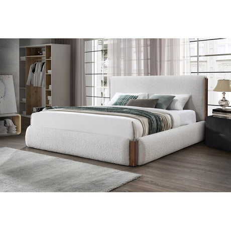 Acme - Sandro EK Bed BD02469EK White Boucle & Walnut Finish