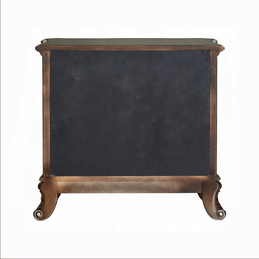 Wooden cabinet with a black chalkboard front on a white background