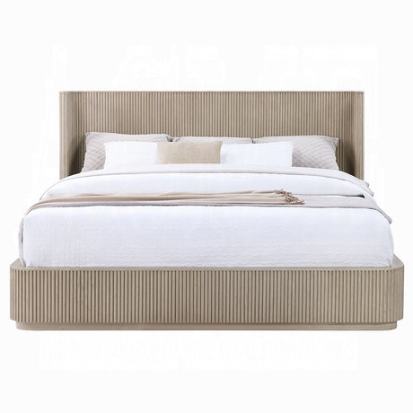 Leanna Queen Bed Light Oak Wood with Elegant Rounded Design - Acme Furniture - sold by Home Elegance USA