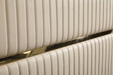 Eastern King Sterling Modern Beige Bonded Leather & Gold Bed