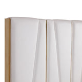 Eastern King Nixa Modern White Bonded Leather & Gold Bed